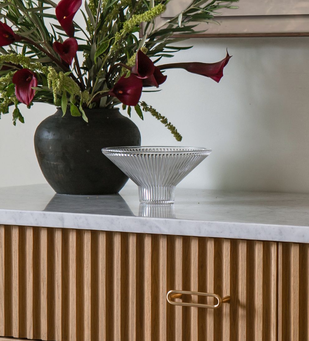 Pressed Clear Glass Low Bowl Decorative Object
