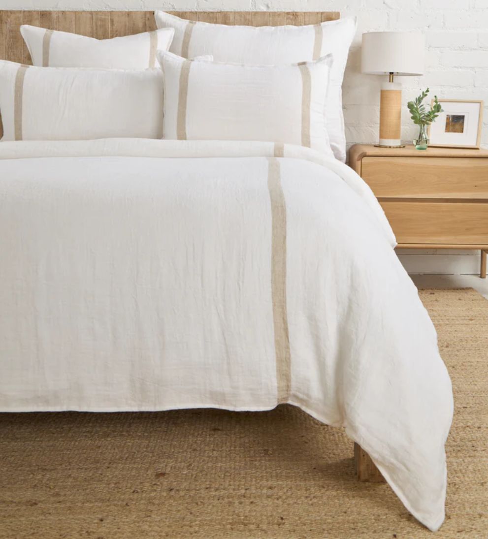 Rory Duvet Cover in White and Flax Bedding