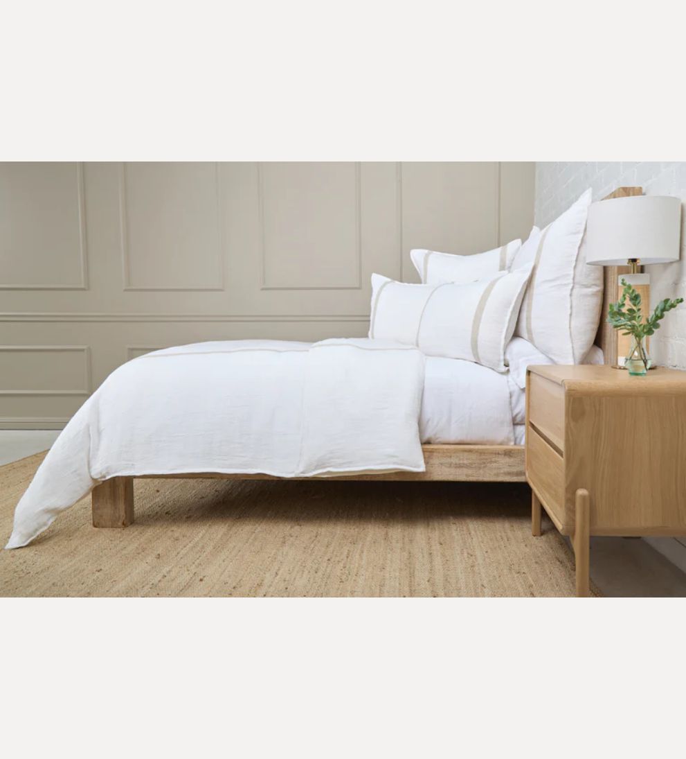 Rory Duvet Cover in White and Flax Bedding