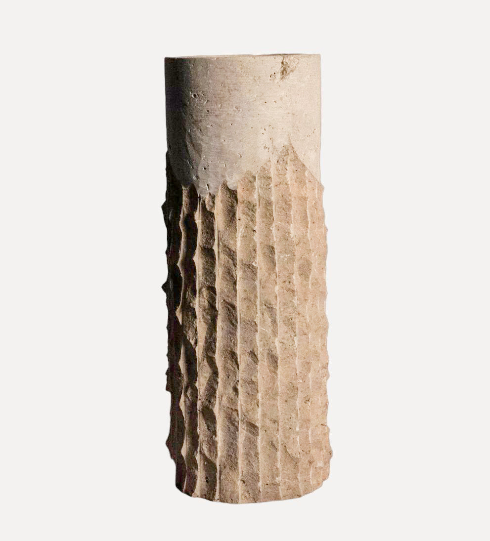 Raw-Cut Organic Rounded Vase - Travertine Vases