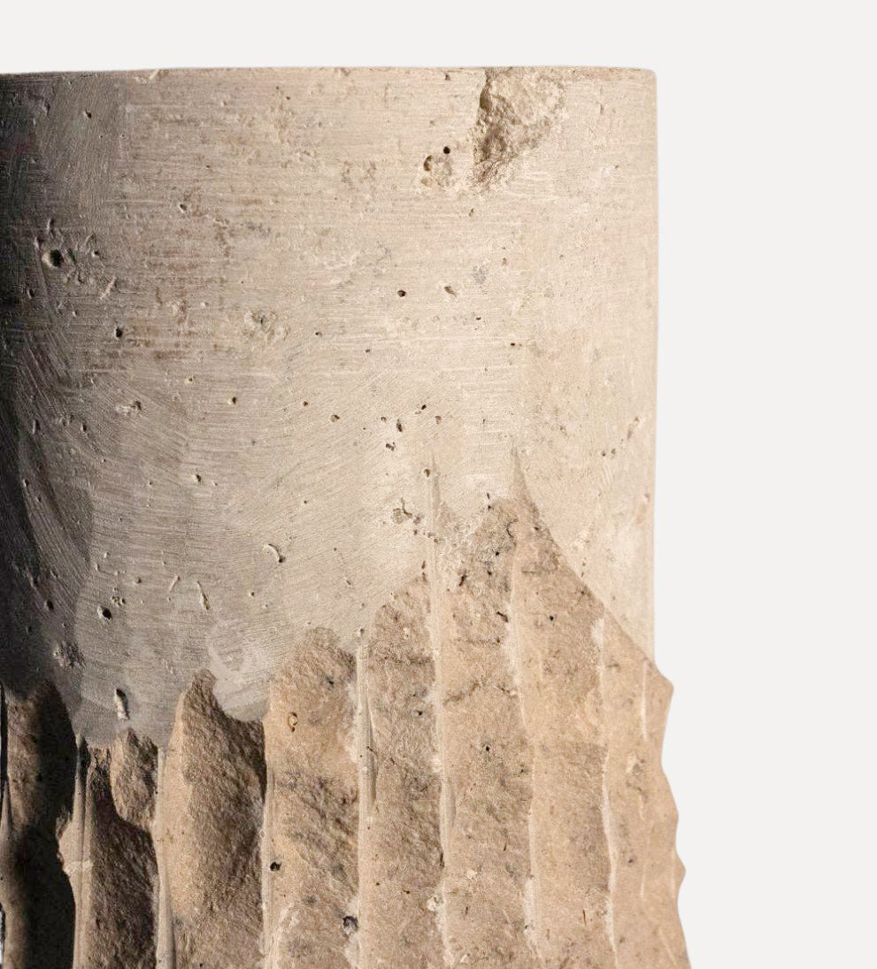 Raw-Cut Organic Rounded Vase - Travertine Vases