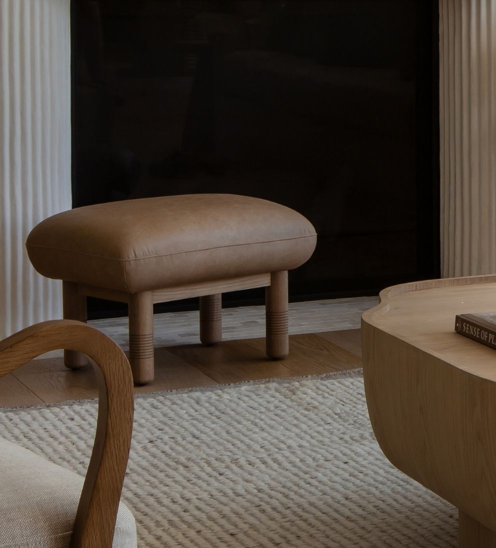 Siena Leather Stool Ottomans