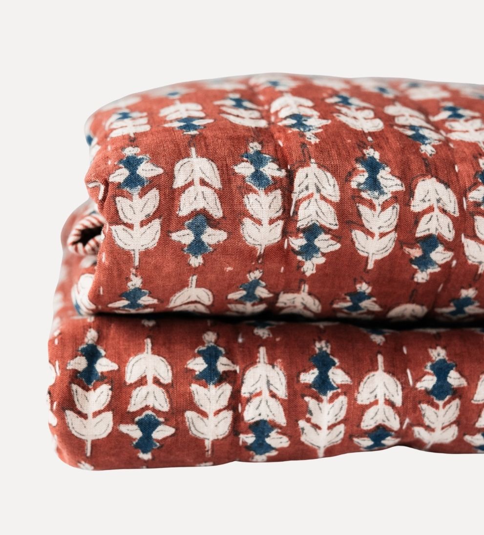 Flora Block Print Quilt in Sierra Quilt