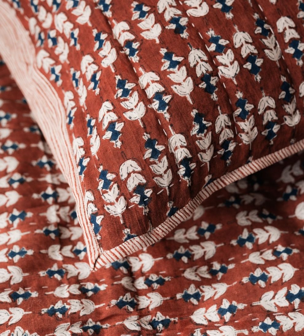 Flora Block Print Quilt in Sierra Quilt
