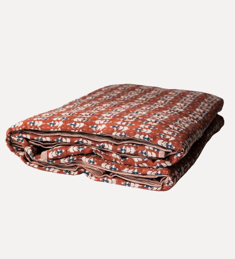 Flora Block Print Quilt in Sierra Quilt