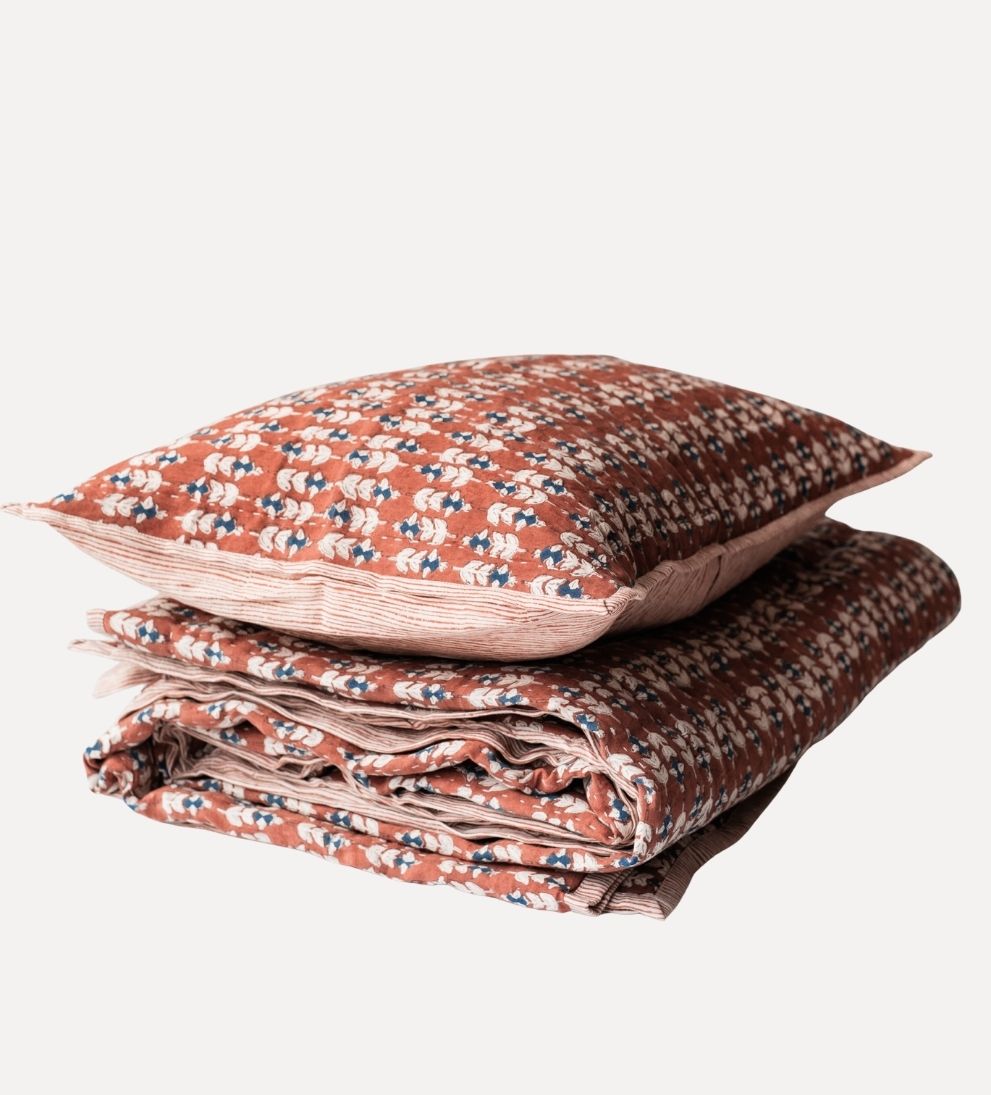 Flora Block Print Quilt in Sierra Quilt