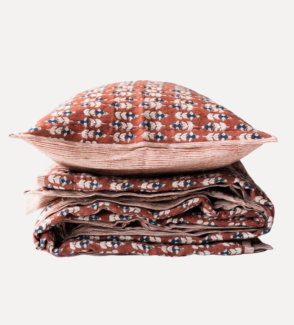 Flora Block Print Quilt in Sierra Quilt