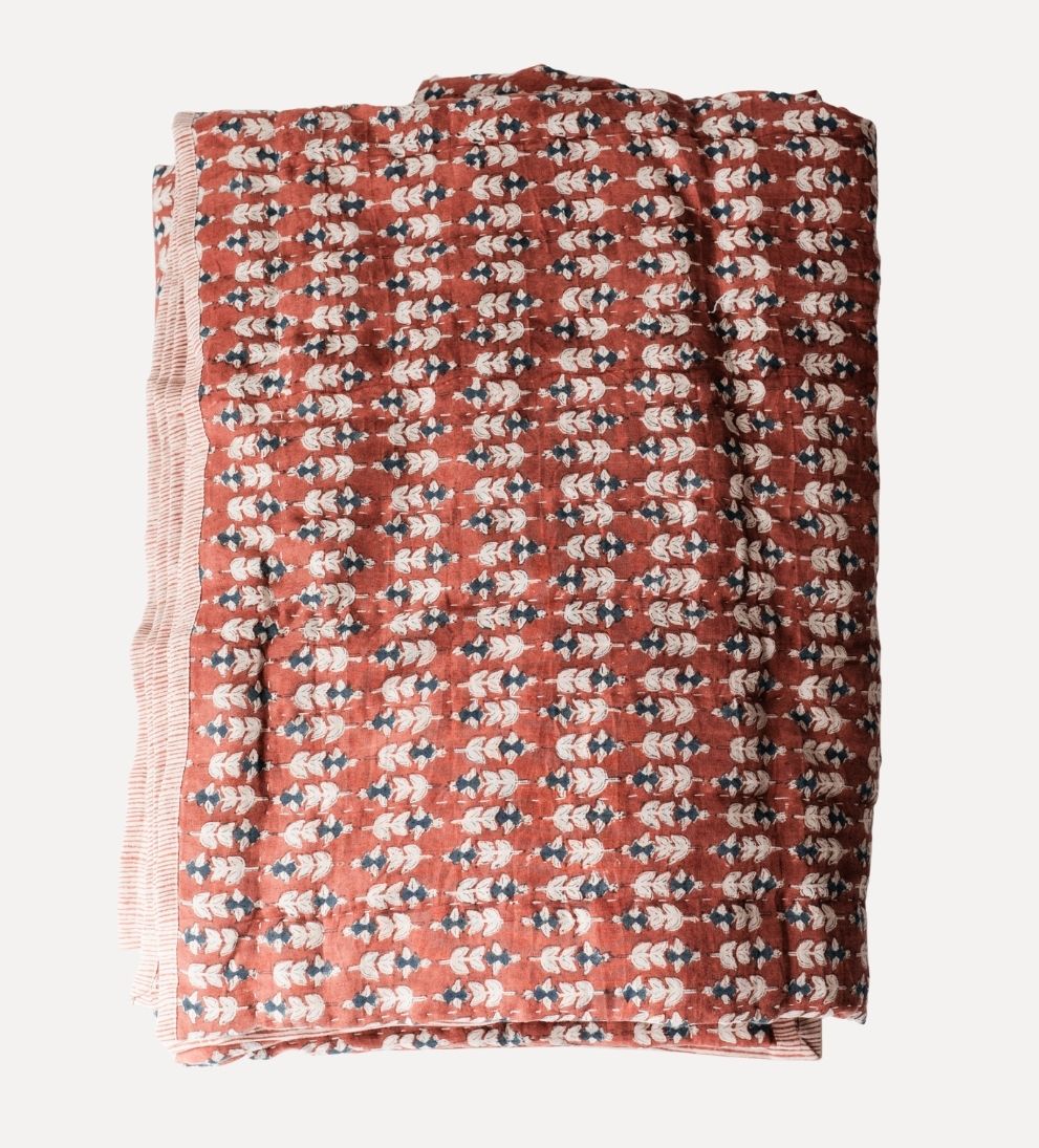 Flora Block Print Quilt in Sierra Quilt