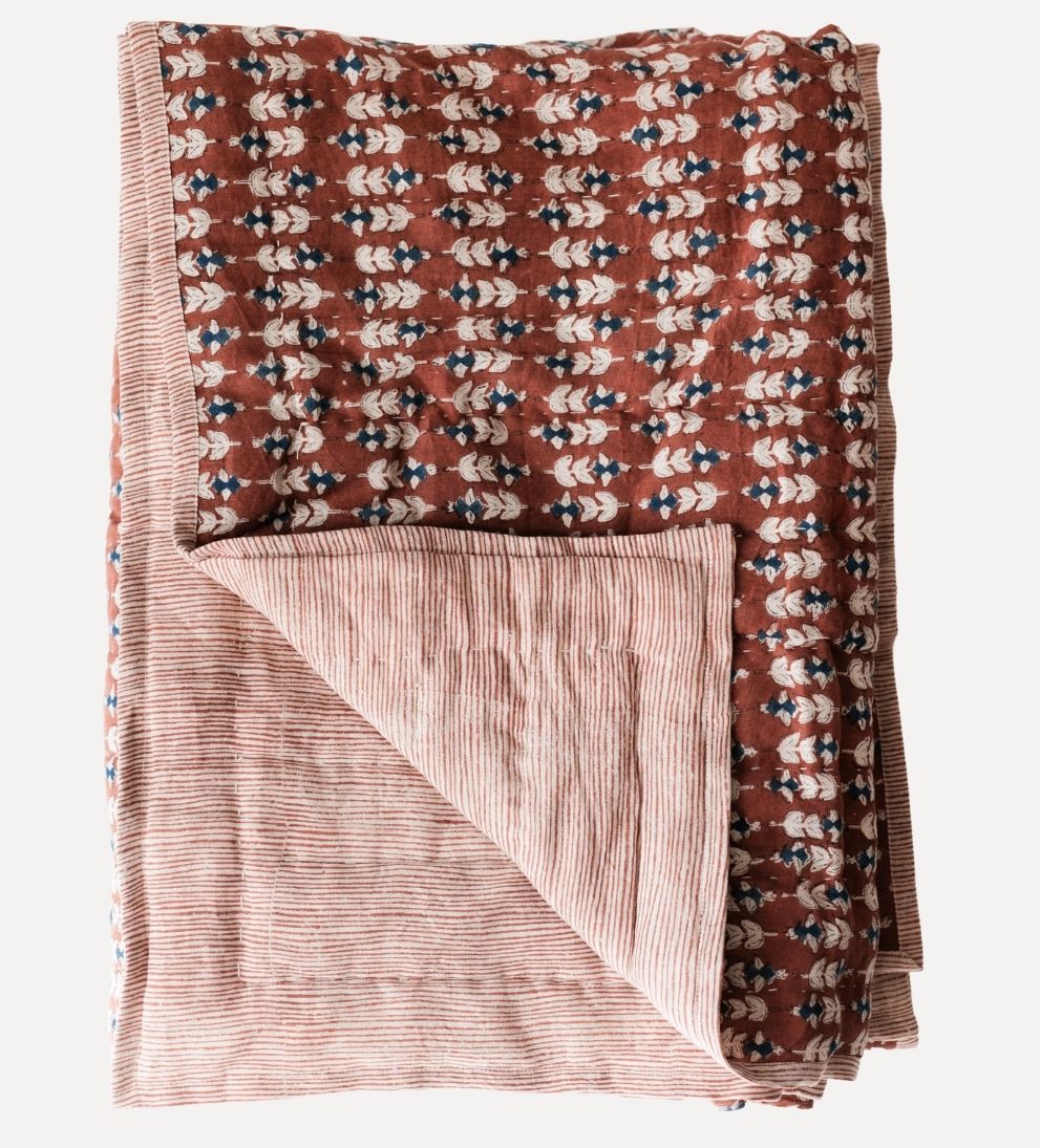 Flora Block Print Quilt in Sierra Quilt