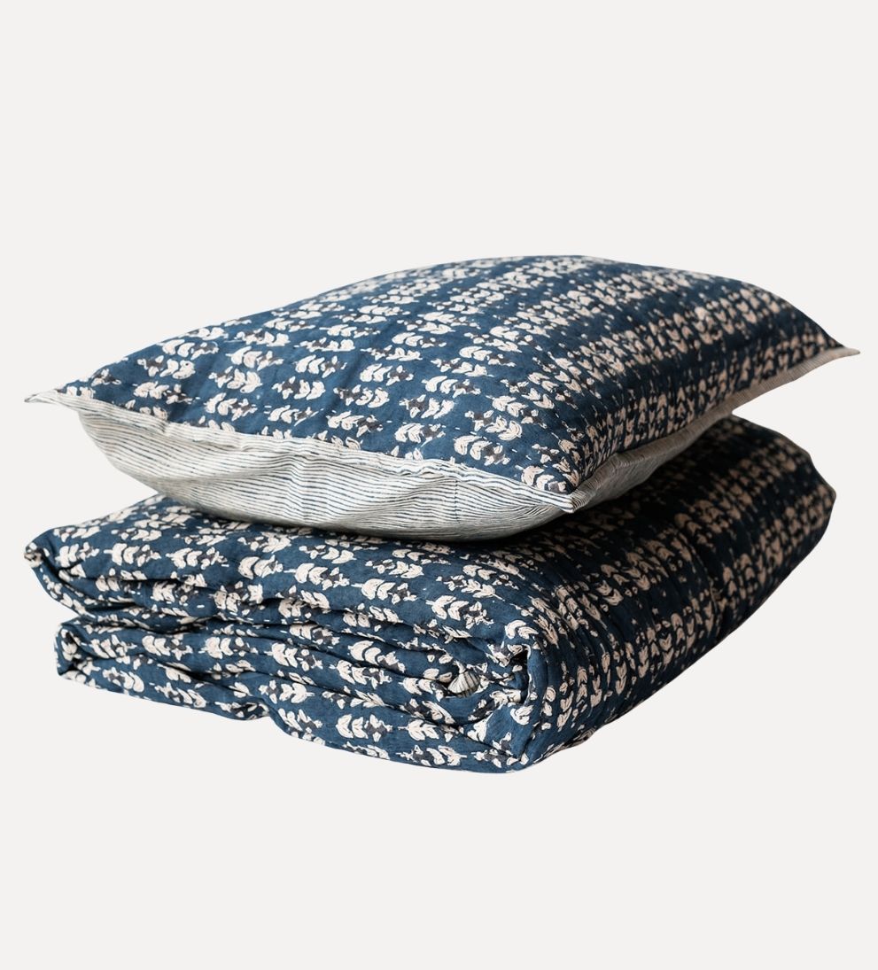 Flora Block Print Quilt in Stargazer Quilt