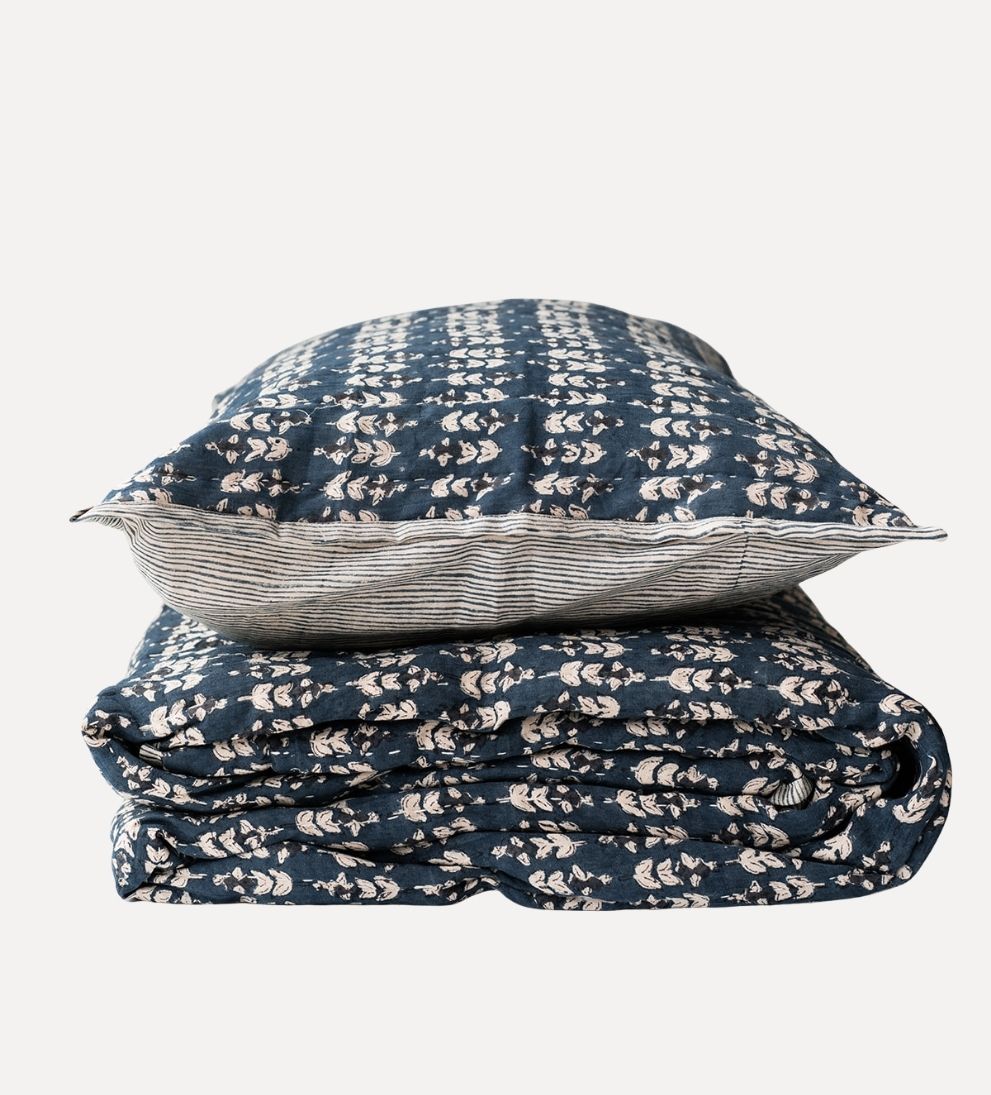 Flora Block Print Quilt in Stargazer Quilt
