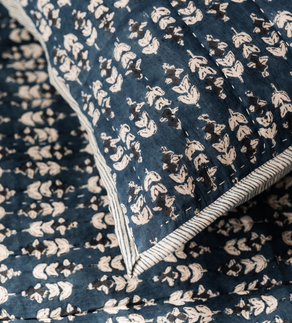 Flora Block Print Quilt in Stargazer Quilt