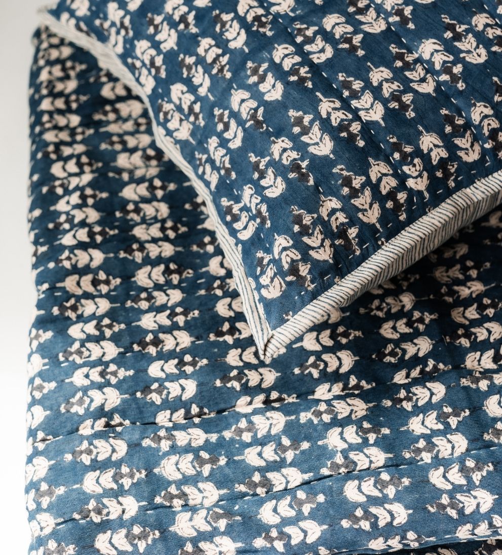Flora Block Print Quilt in Stargazer Quilt