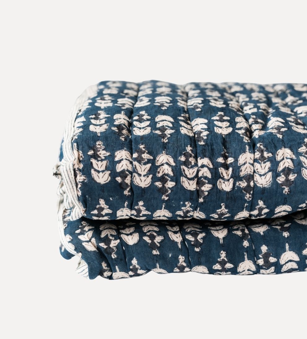 Flora Block Print Quilt in Stargazer Quilt
