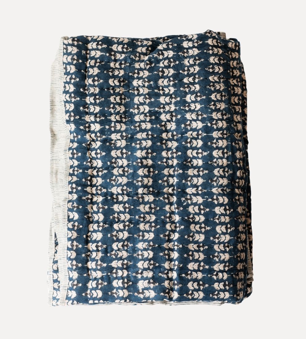 Flora Block Print Quilt in Stargazer Quilt