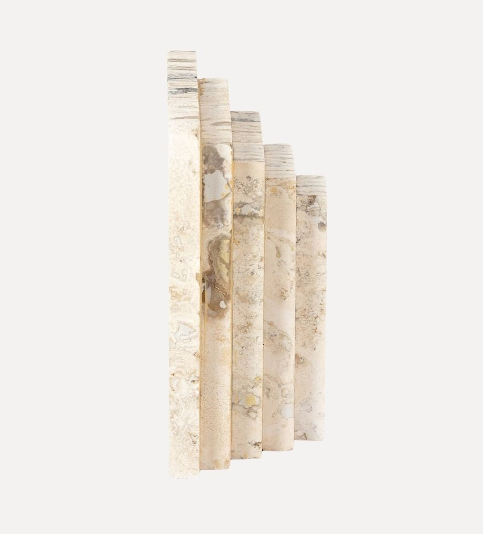 Stepped Bookends in White Travertine Bookends