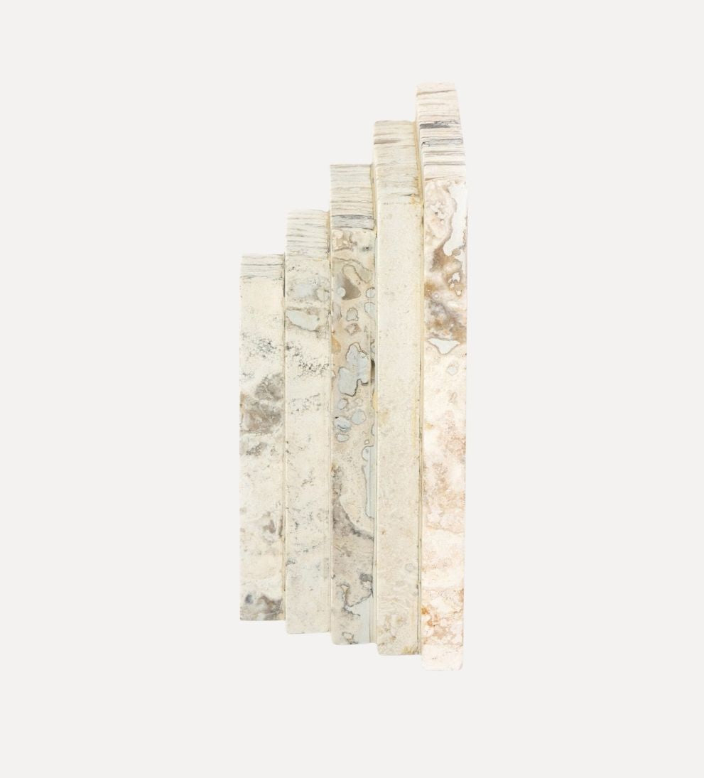 Stepped Bookends in White Travertine Bookends
