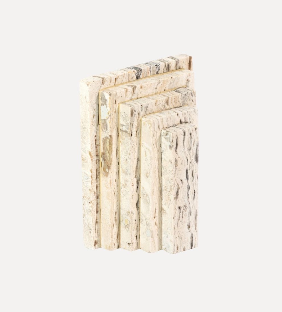 Stepped Bookends in White Travertine Bookends