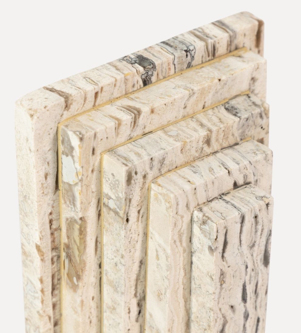 Stepped Bookends in White Travertine Bookends