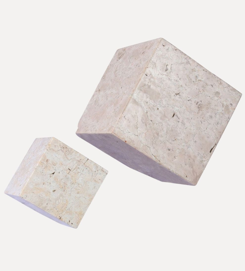 Travertine Cube Sculpture Set Decor