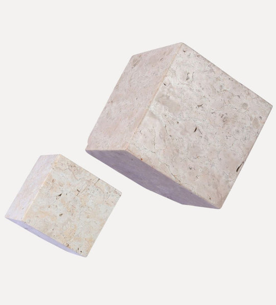 Travertine Cube Sculpture Set