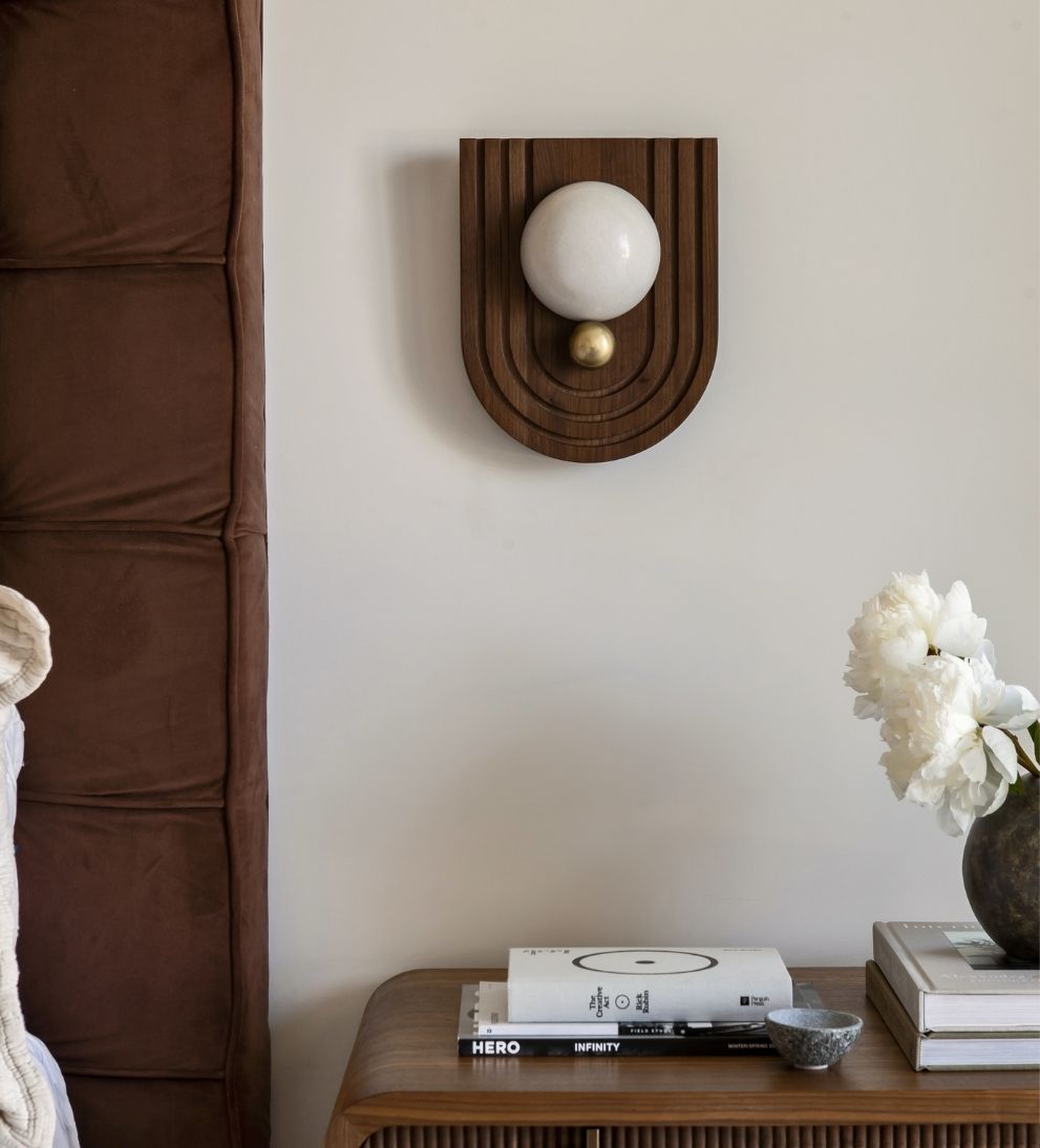 Trento Walnut Carved Sconce Sconces