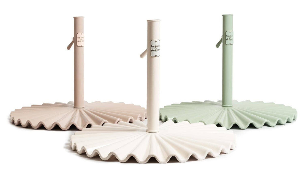 The Clamshell Base - 55 lbs - Antique White Outdoor Umbrellas
