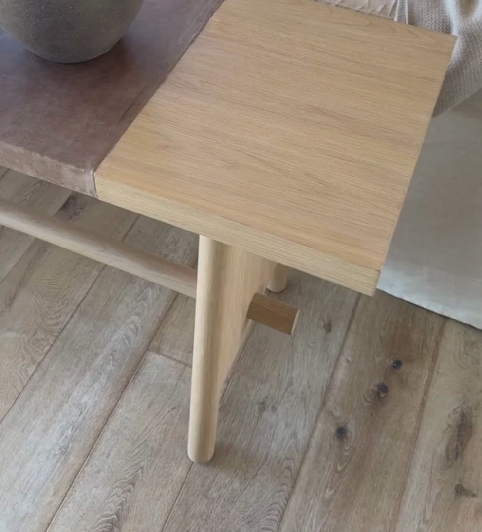 Ava White Oak and Leather Console Table Consoles