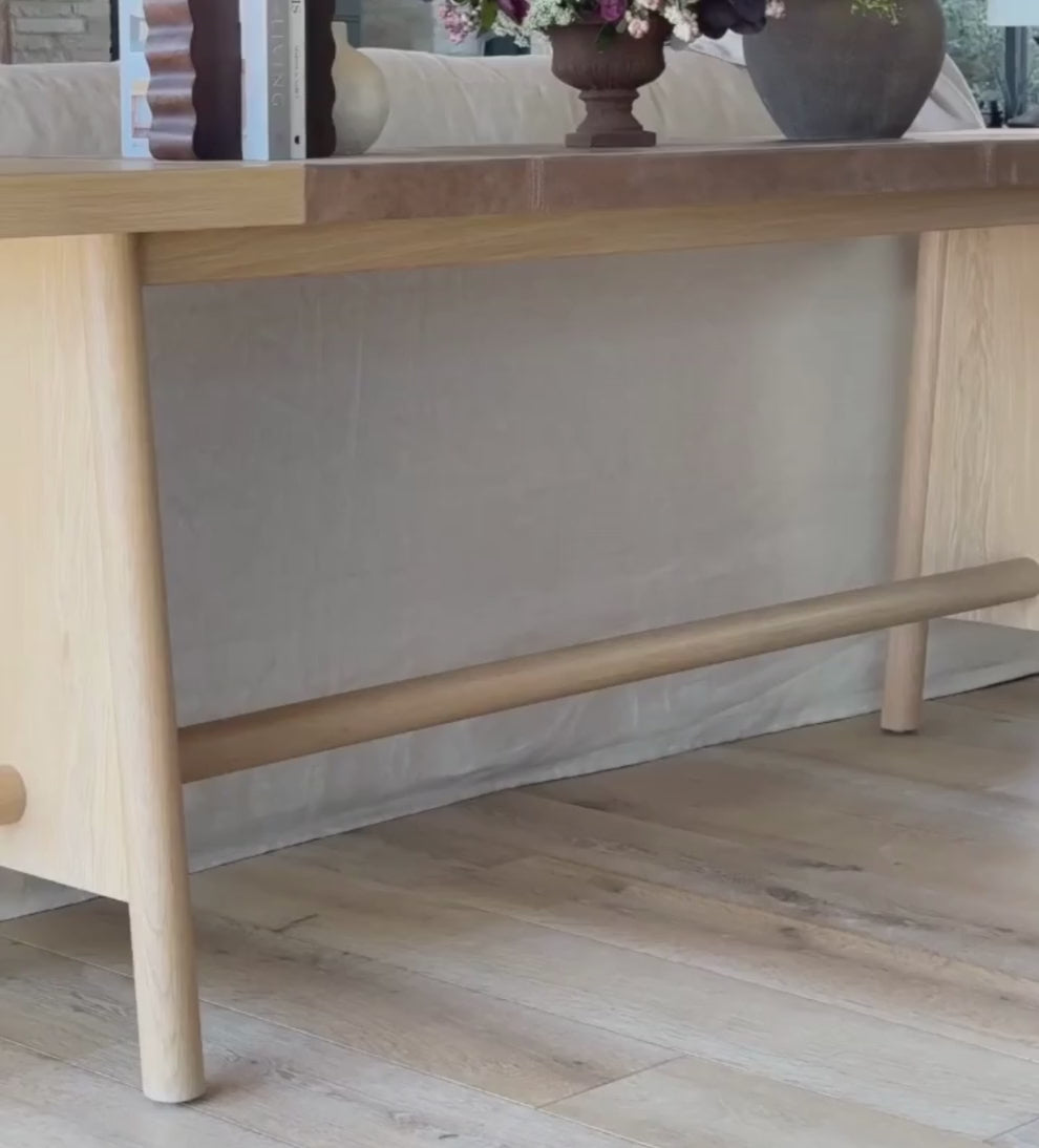 Ava White Oak and Leather Console Table Consoles