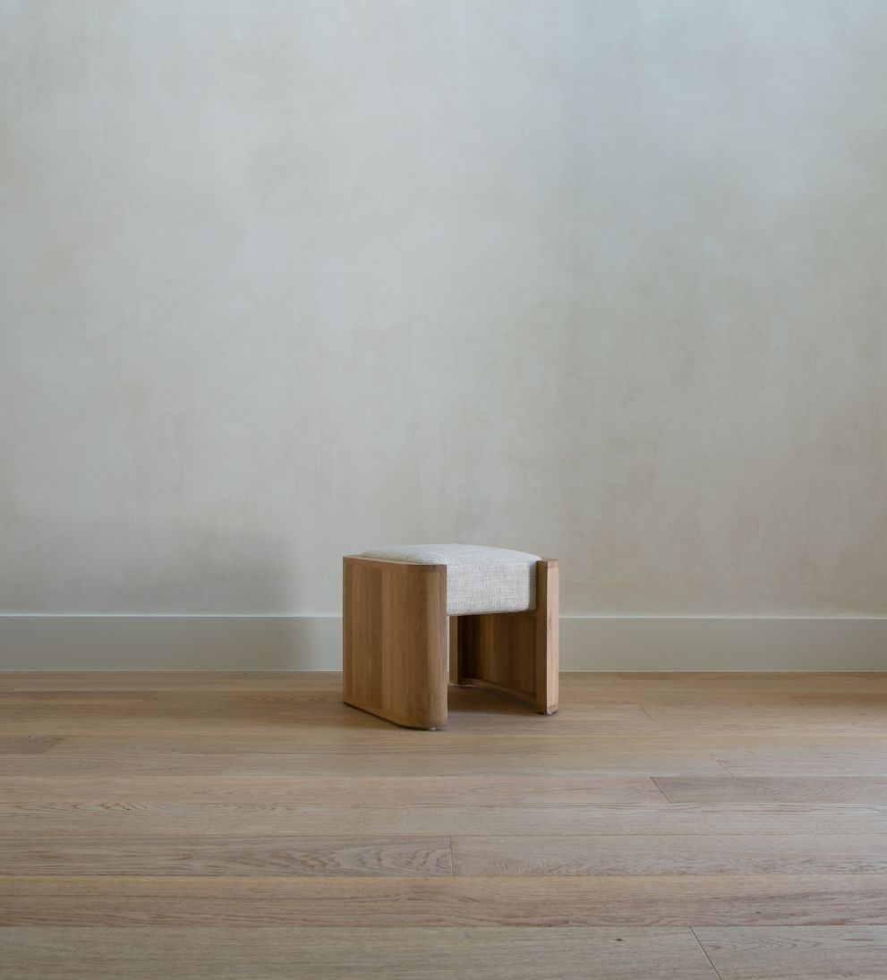 Fiona White Oak Curved Ottoman Ottomans