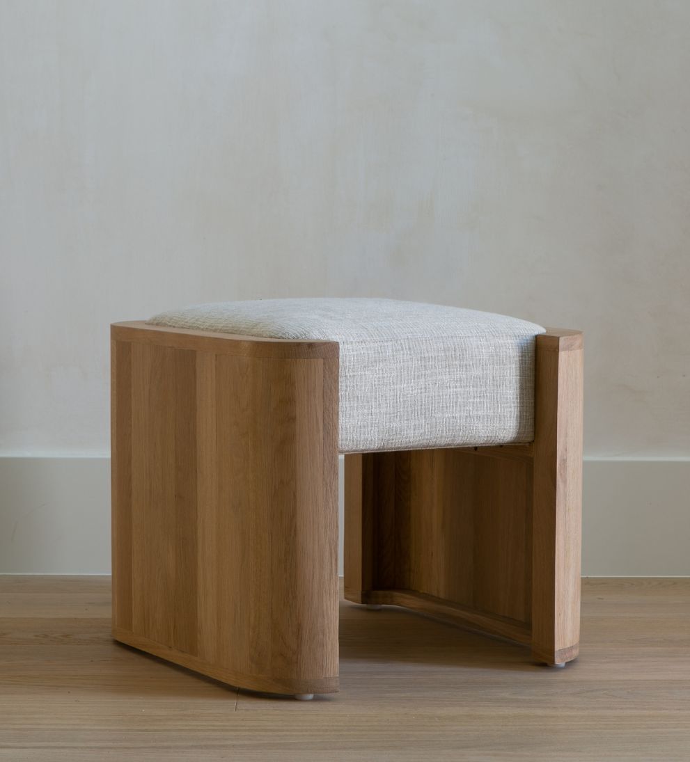 Fiona White Oak Curved Ottoman Ottomans