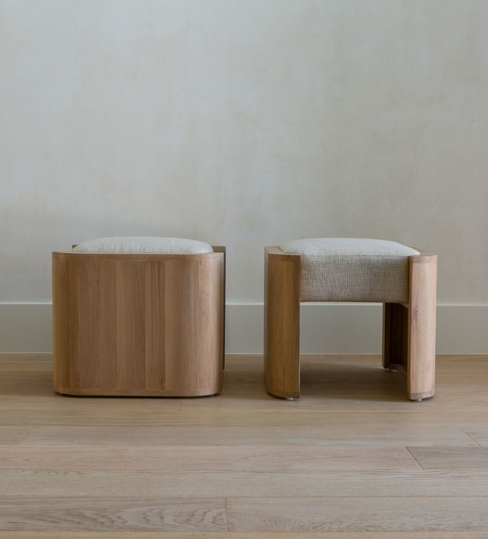 Fiona White Oak Curved Ottoman Ottomans