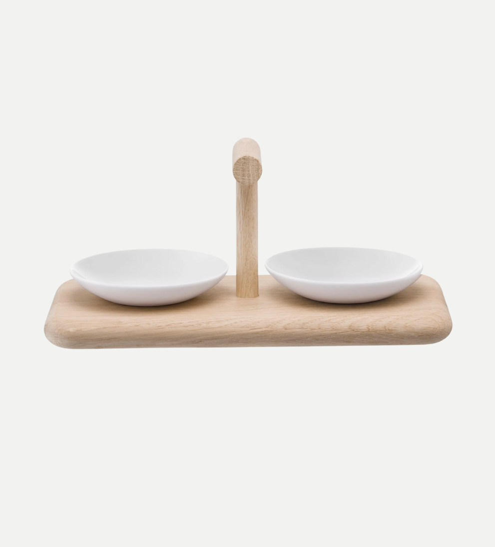 Florent Condiment Set & Oak Base Canisters