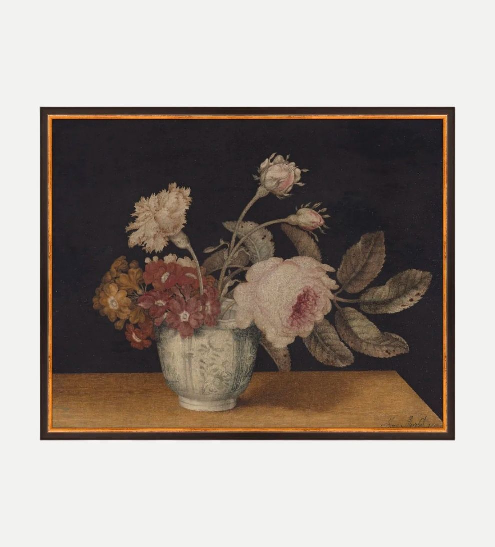 Vintage Vase of Flowers Art